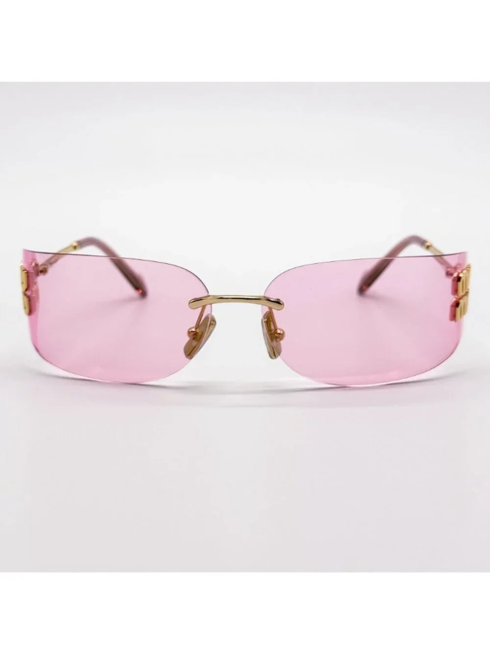 New Miu Miu MU A51S Gold Pink Shield Sunglasses MUA51S 5AK90Y